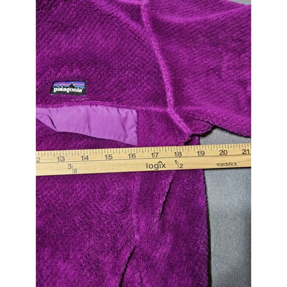 Patagonia Sweater Womens Medium Purple Soft Fleece Snap T Pocket Logo - Picture 8 of 15